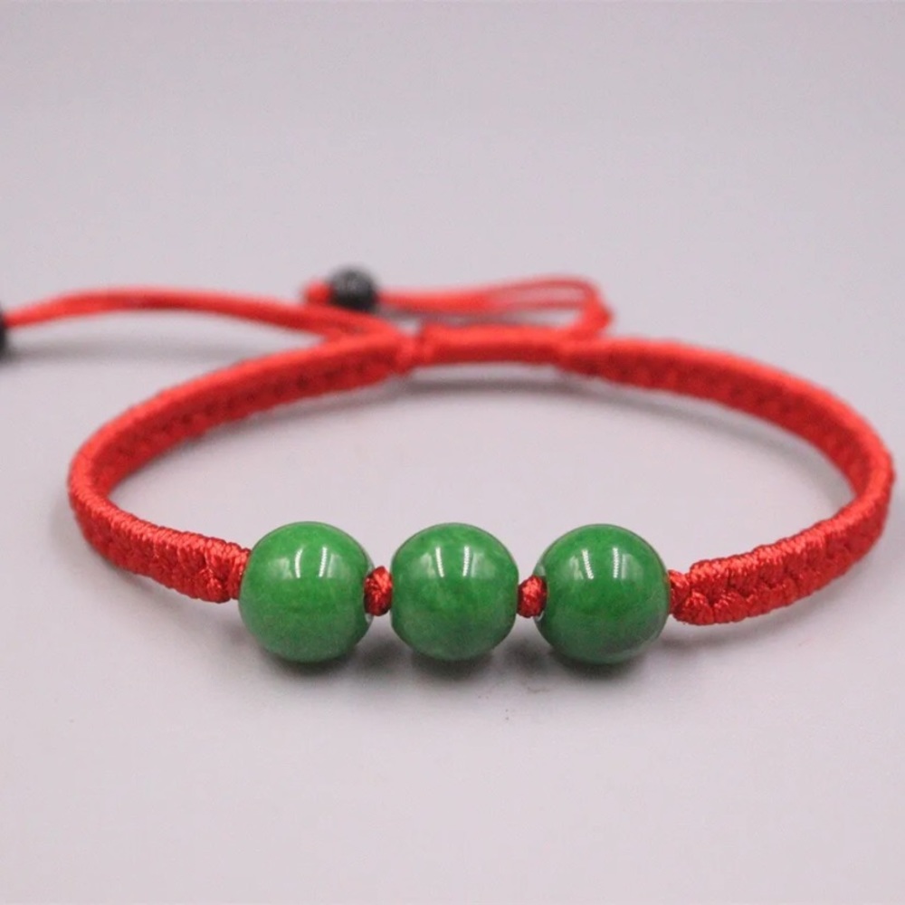 💗 Jade Beaded Macrame Bracelet 7”-8” adjustable NEW